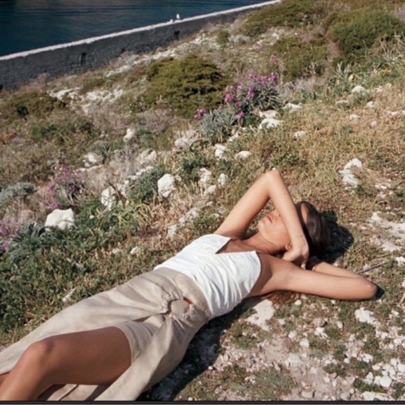 Zara 100% Linen Layered Mini Midi Skirt Tan Size S - Picture 7 of 14